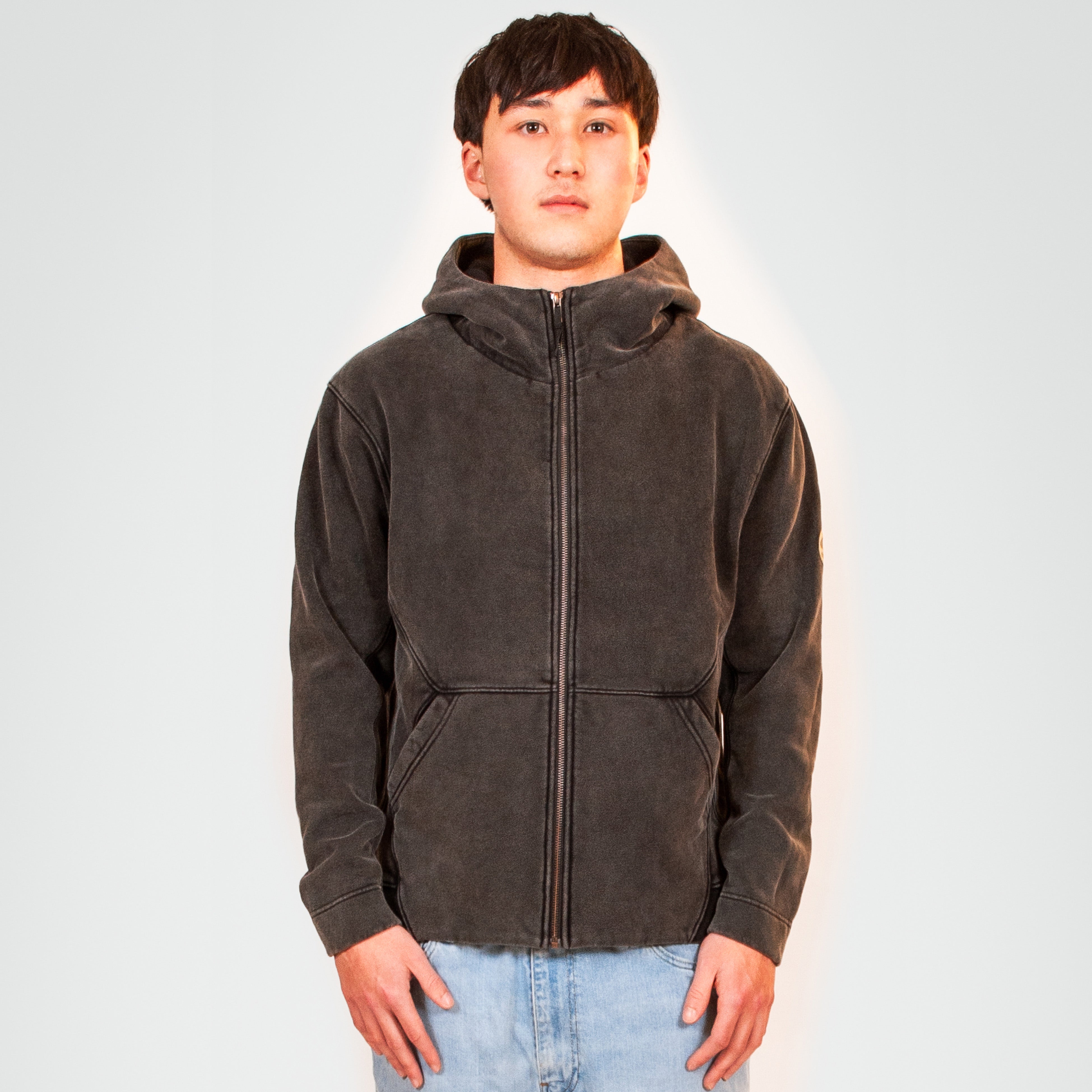 Aberdeen – Fleece Full-Zip Hoodie in Black Wash