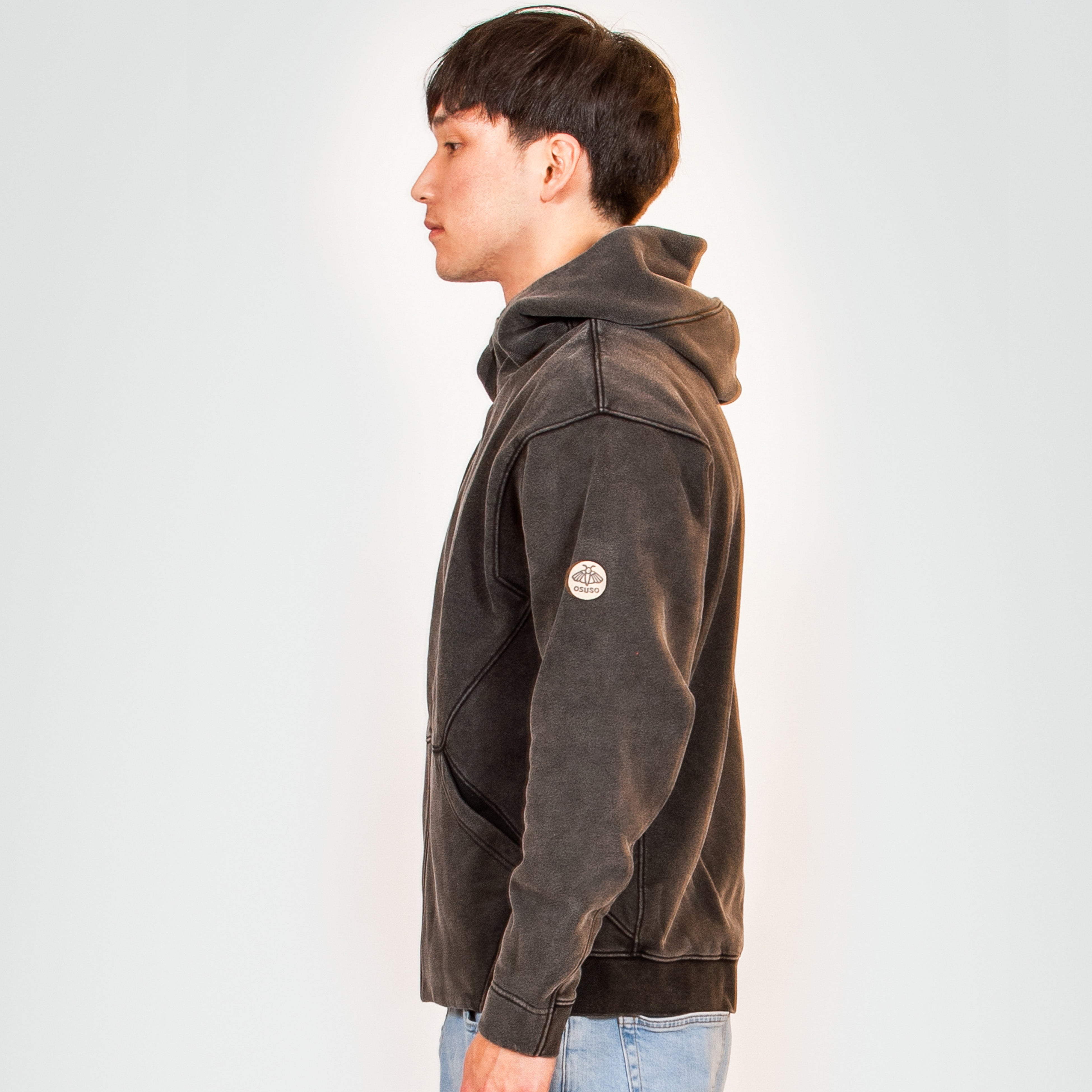 Aberdeen – Fleece Full-Zip Hoodie in Black Wash