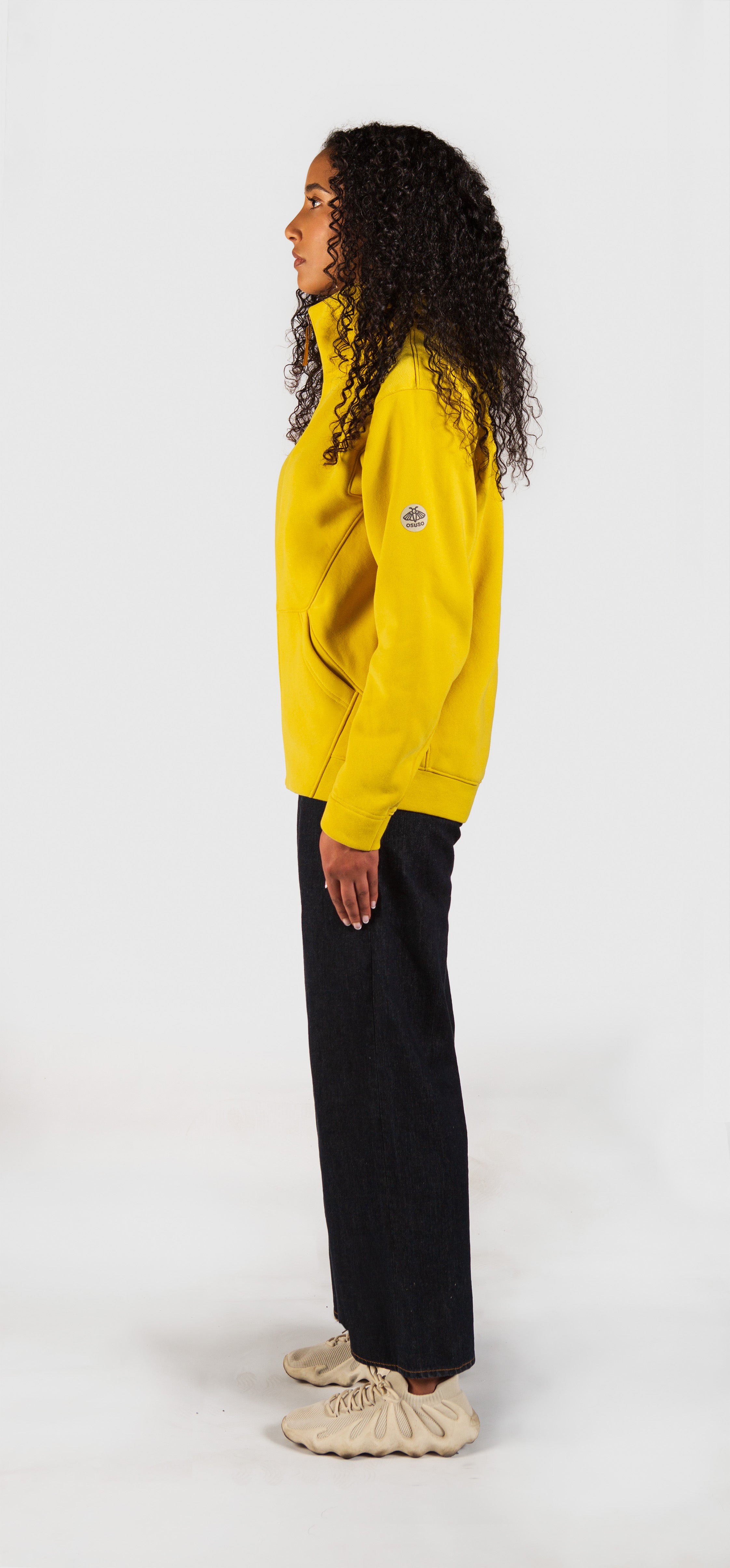 Amara – Fleece Full-Zip Hoodie in Mustard