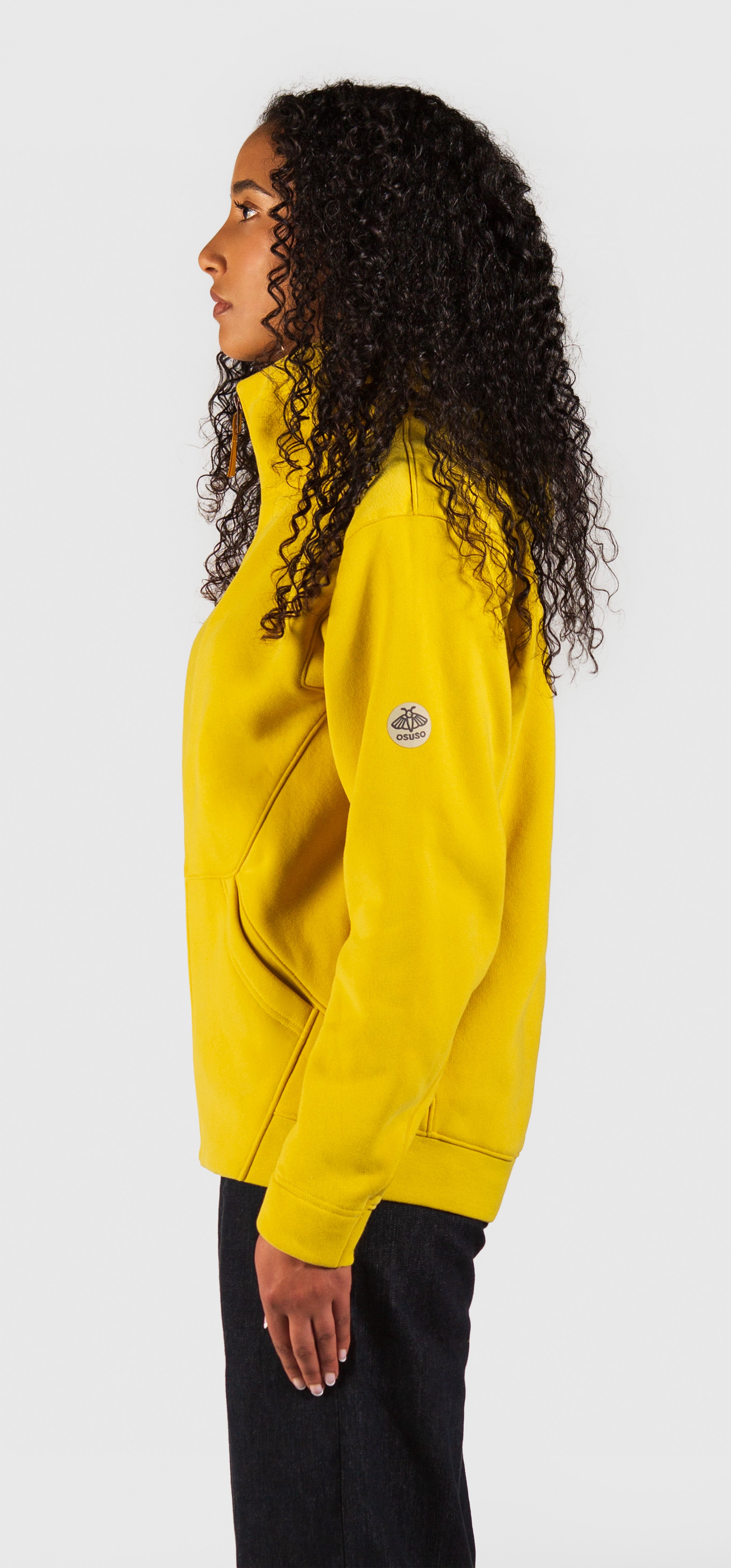 Amara – Fleece Full-Zip Hoodie in Mustard