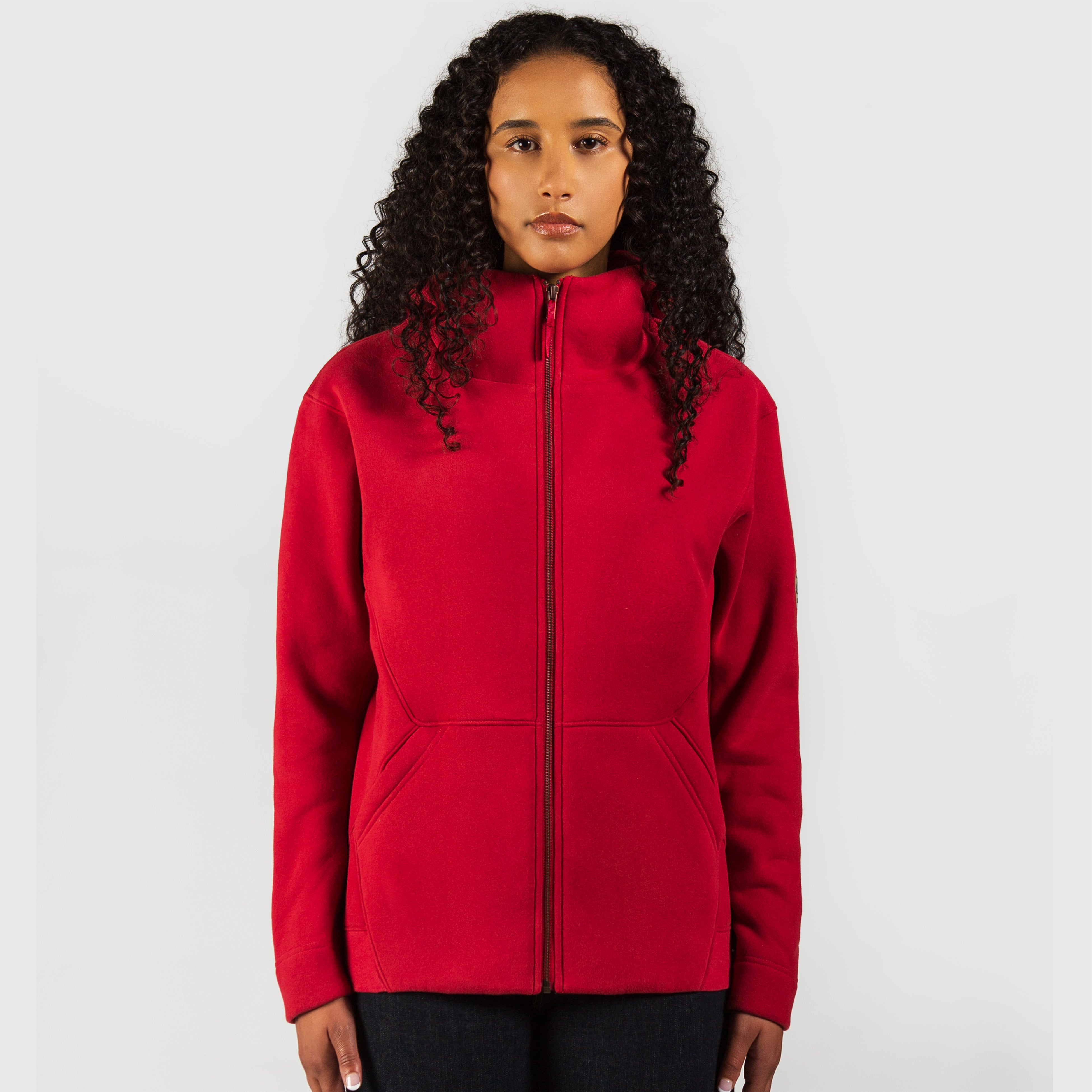 Amara – Fleece Full-Zip Hoodie in Red