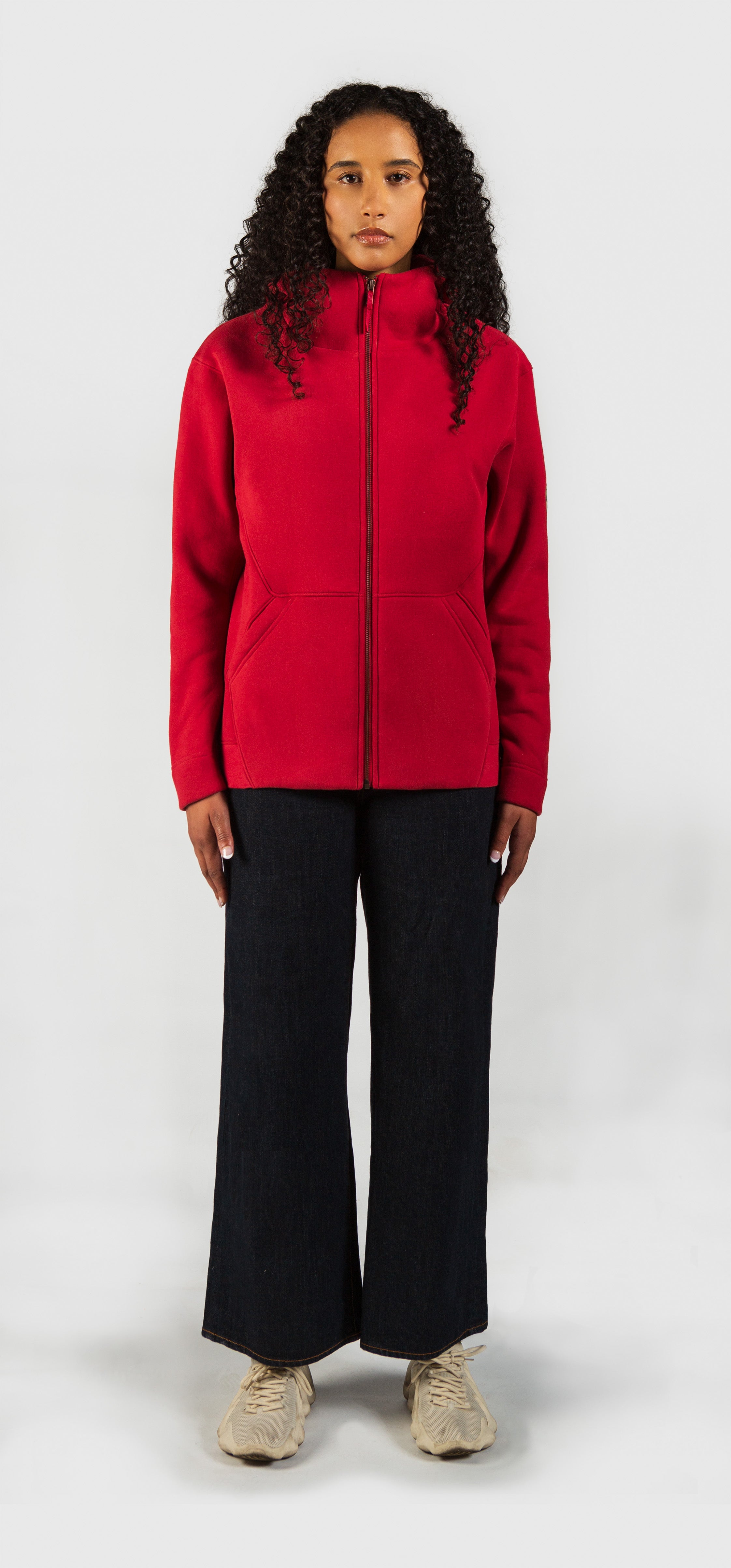 Amara – Fleece Full-Zip Hoodie in Red