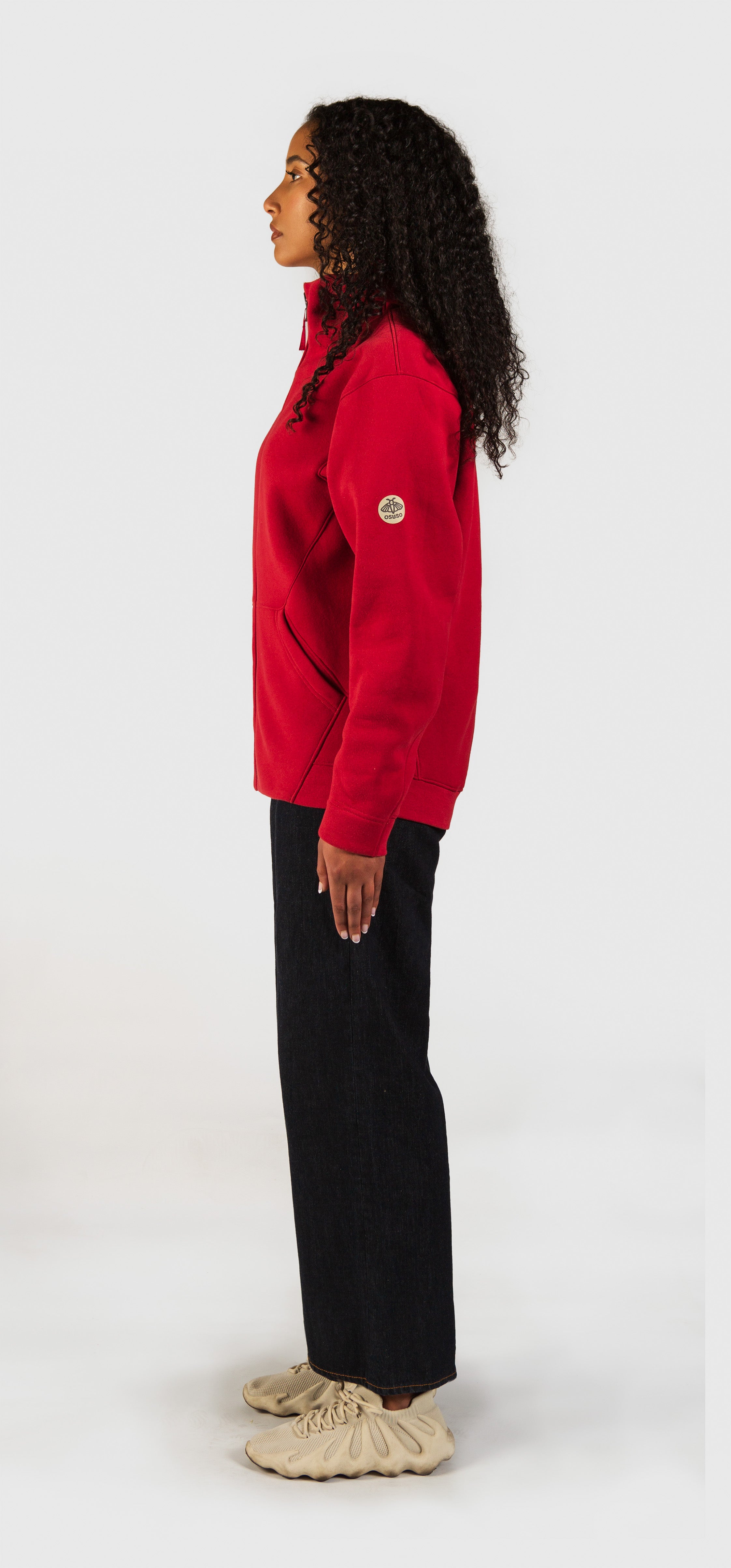 Amara – Fleece Full-Zip Hoodie in Red