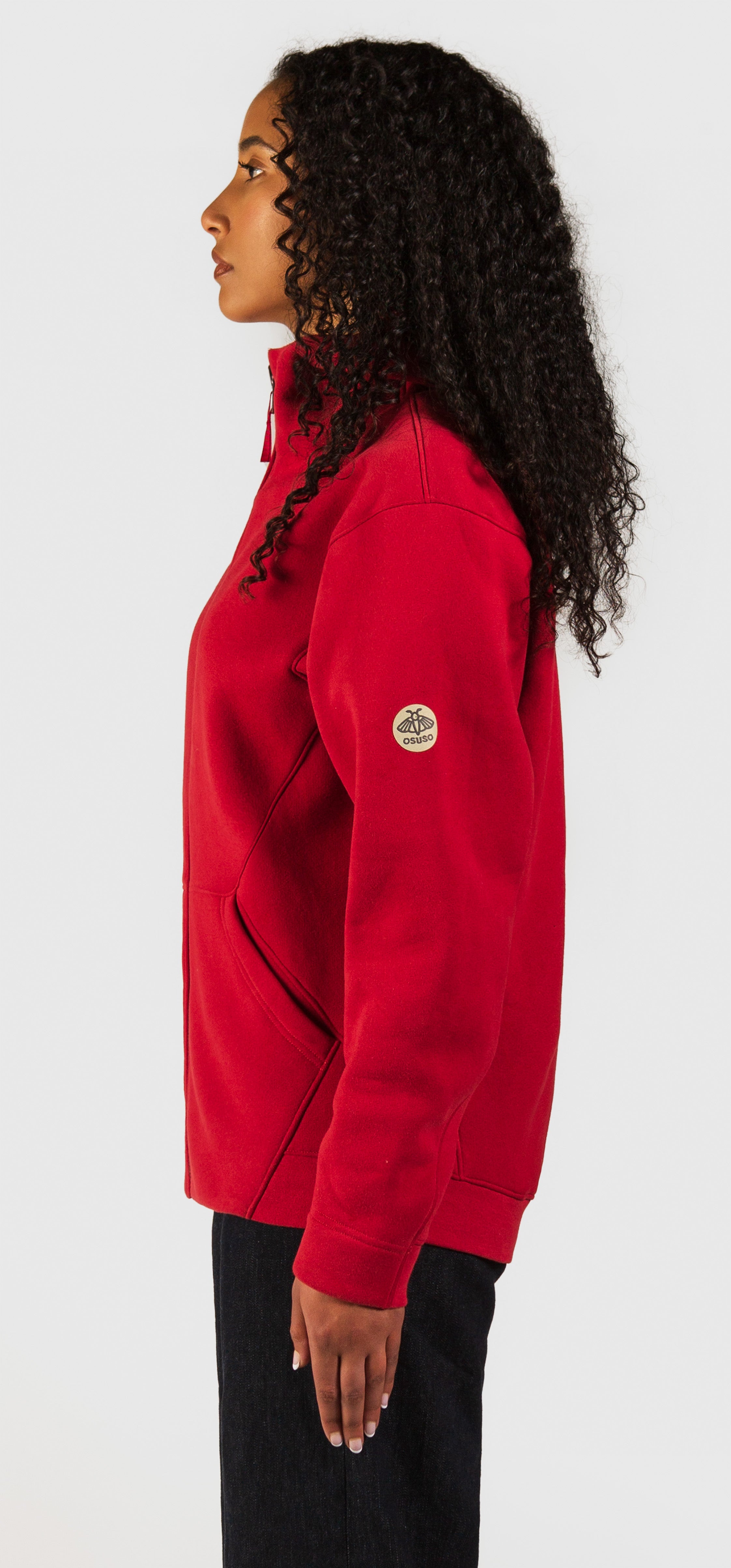 Amara – Fleece Full-Zip Hoodie in Red