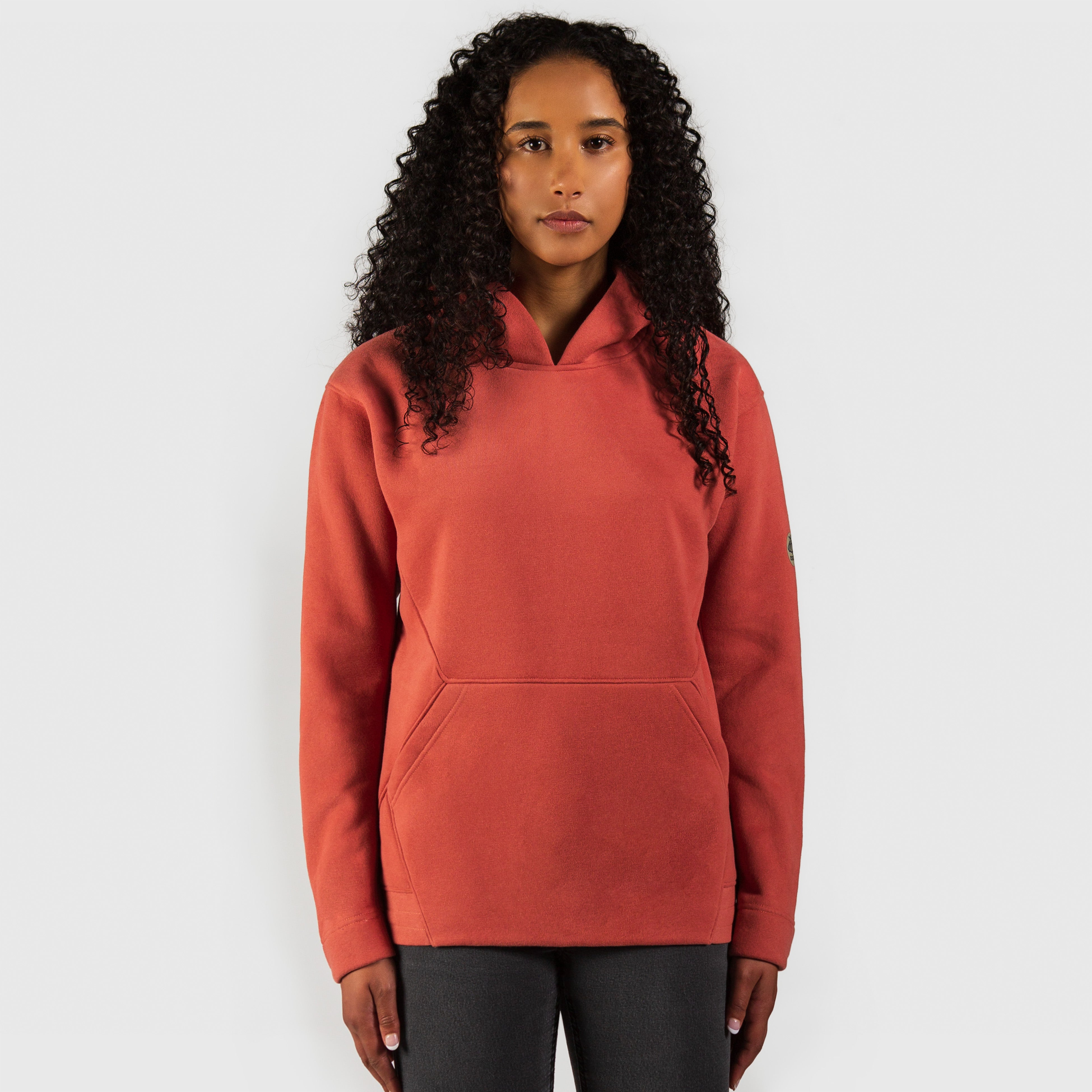 Delphine – Fleece Pull-over Hoodie in Clay