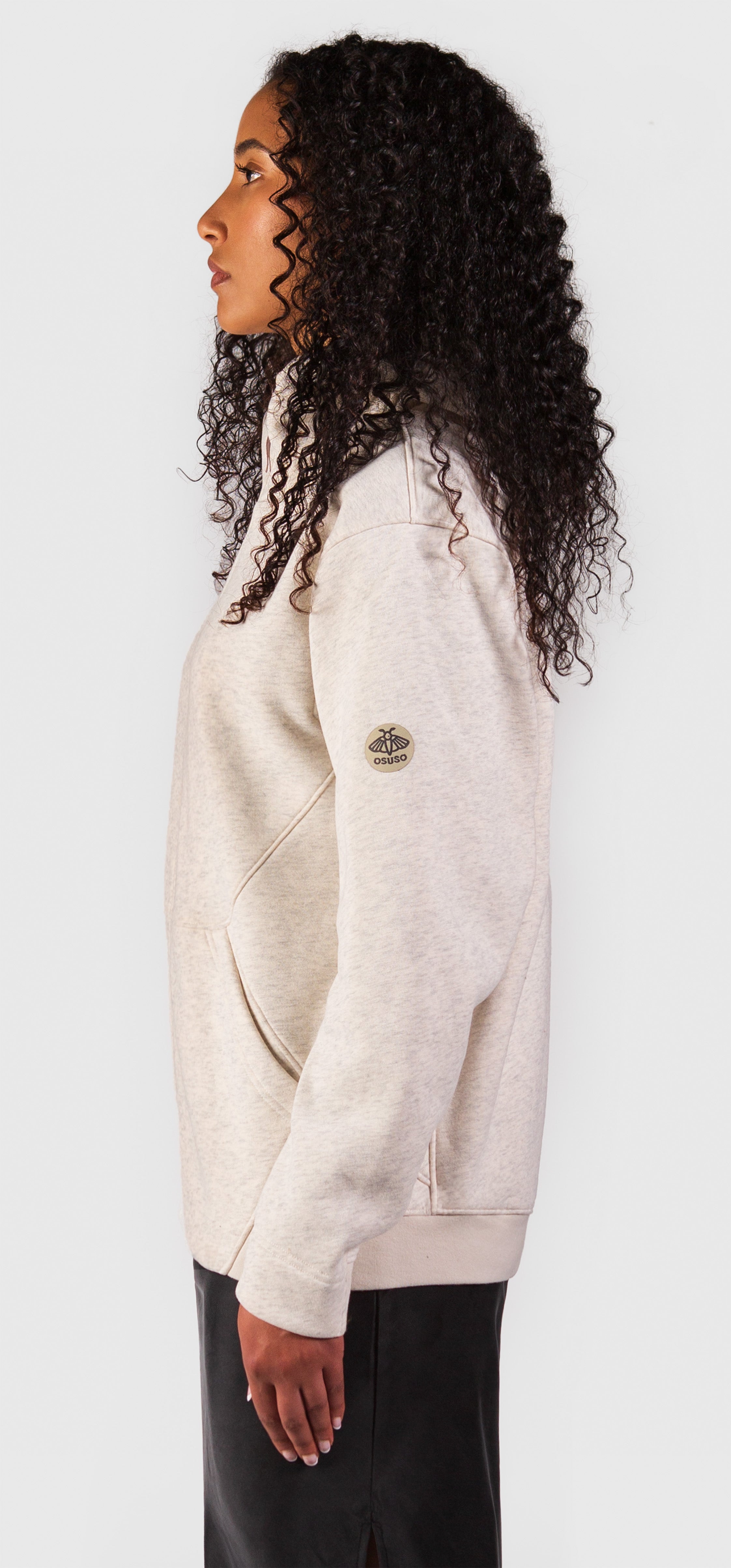 Amara – Fleece Full-Zip Hoodie in Offwhite Heather