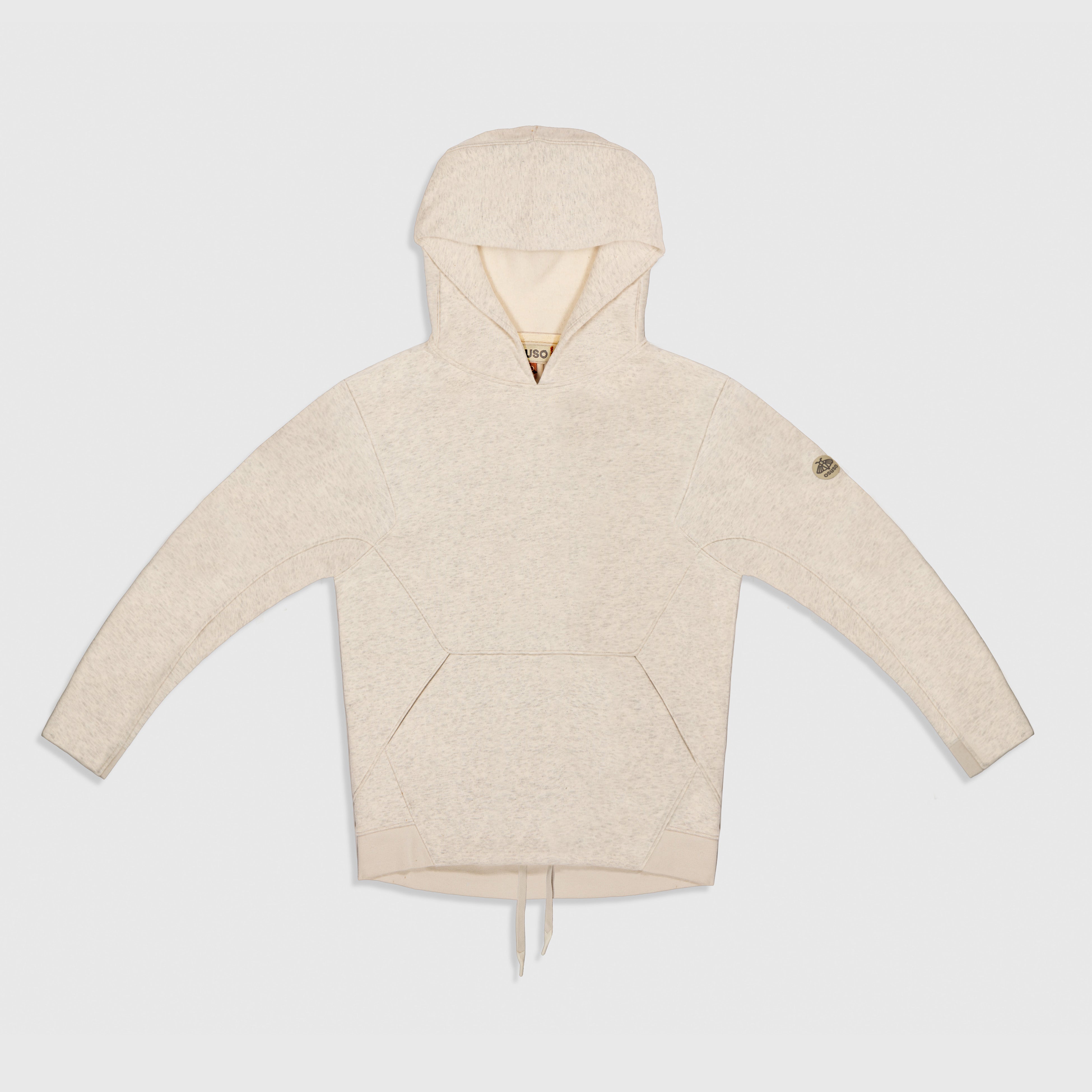 Delphine – Fleece Pull-over Hoodie in Offwhite Heather