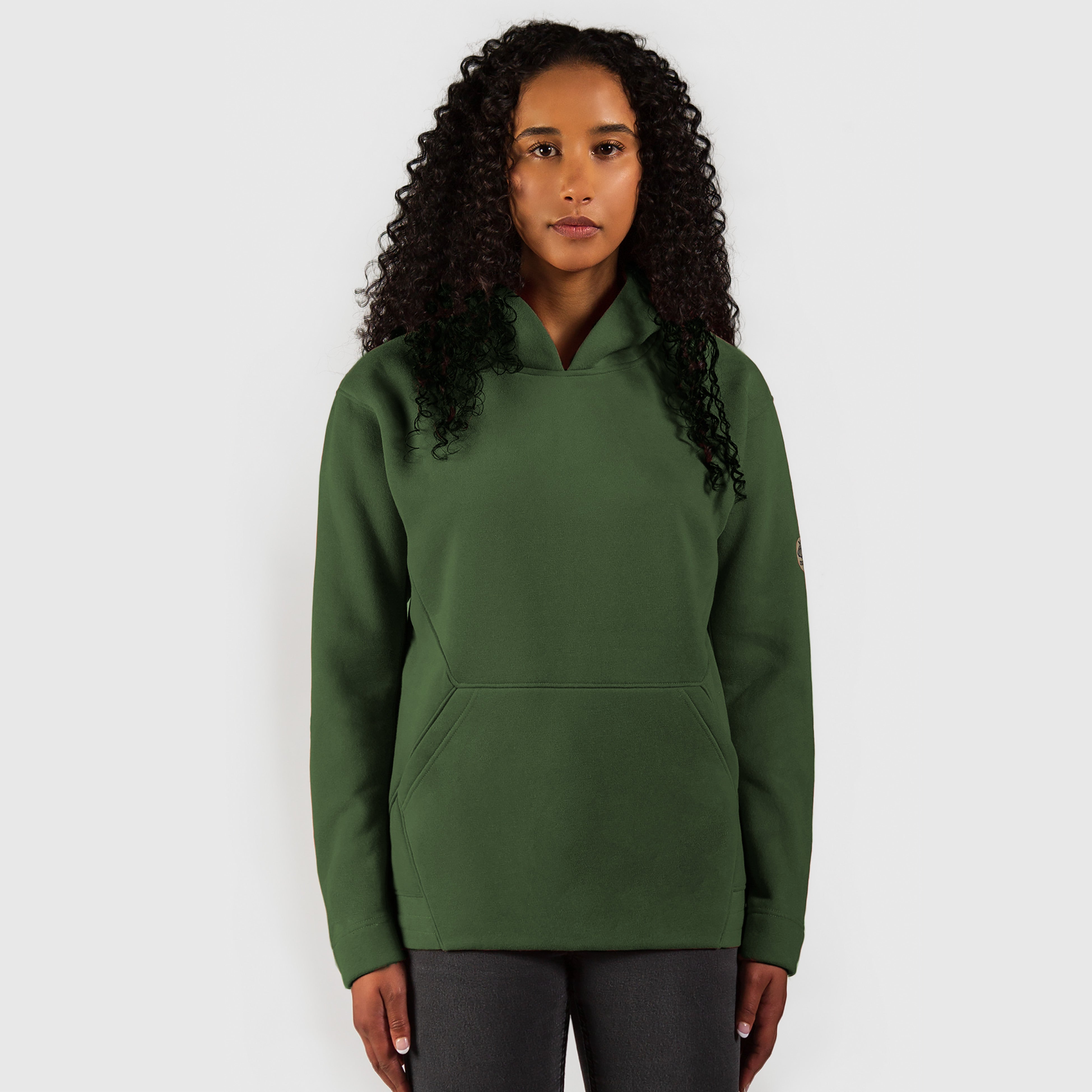 Delphine – Fleece Pull-over Hoodie in Green