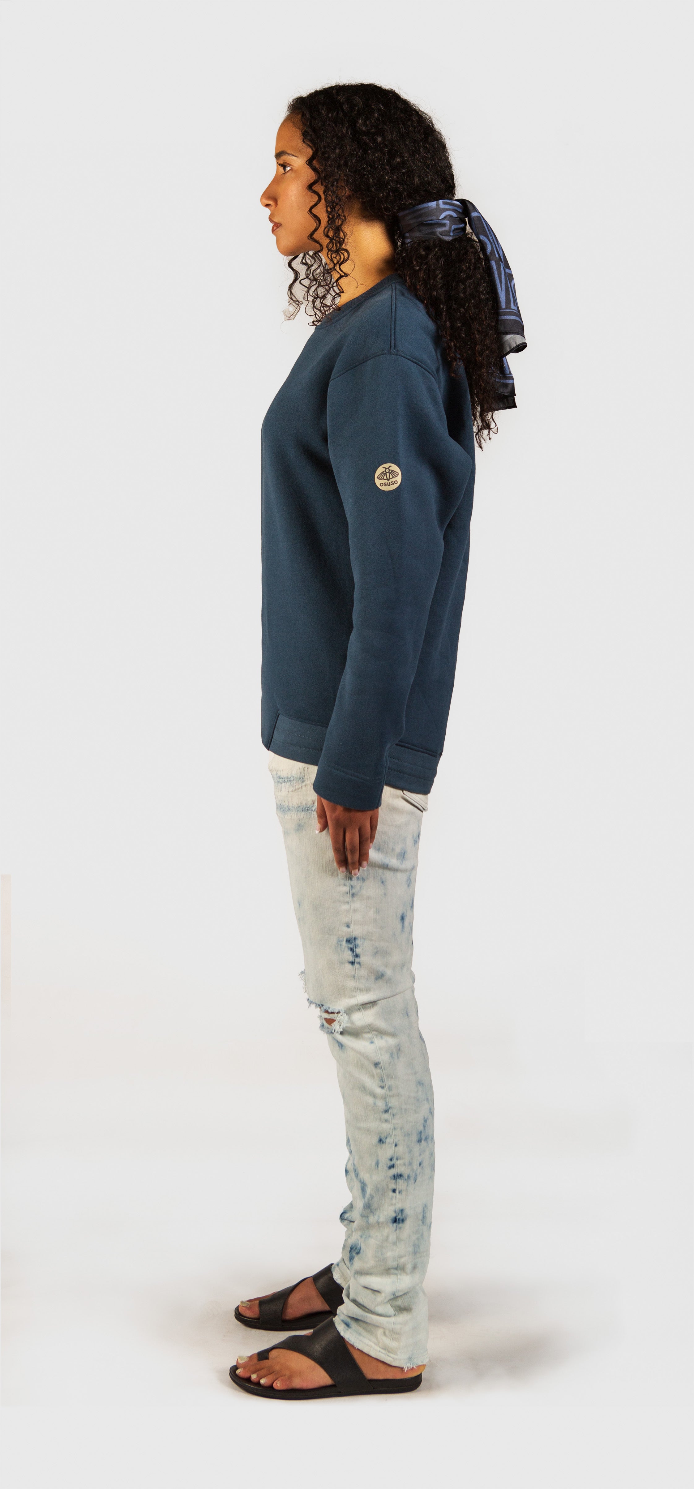 Soph – Fleece Pull-over Crewneck in Ocean