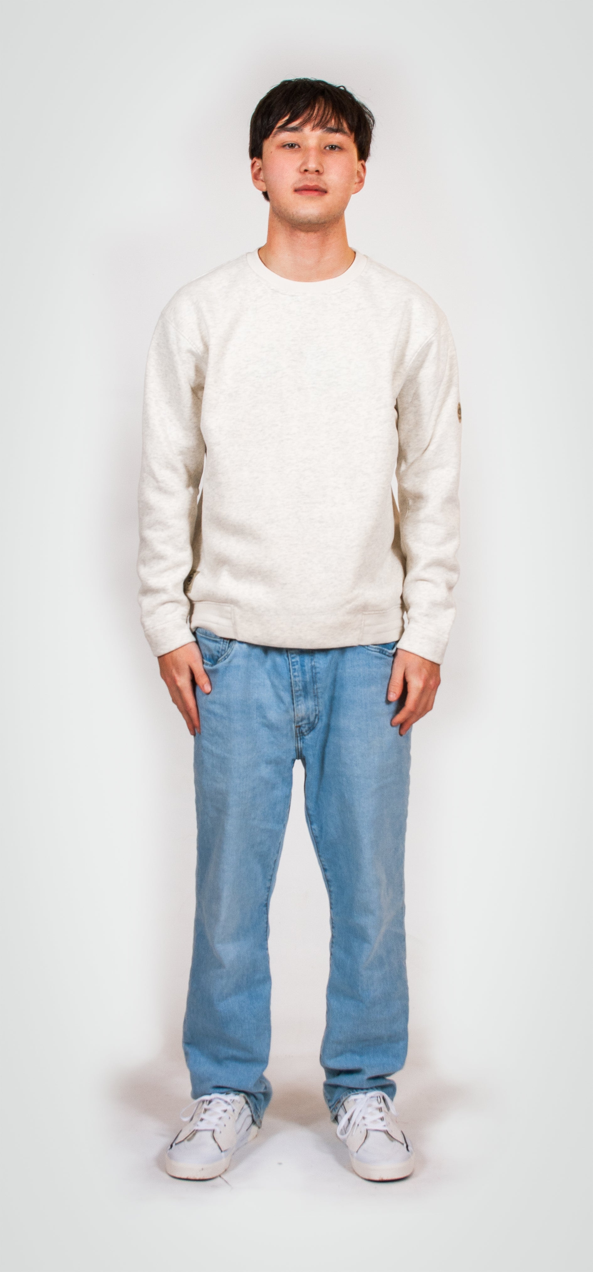 Perth – Fleece Pull-over Crewneck in  Offwhite Heather