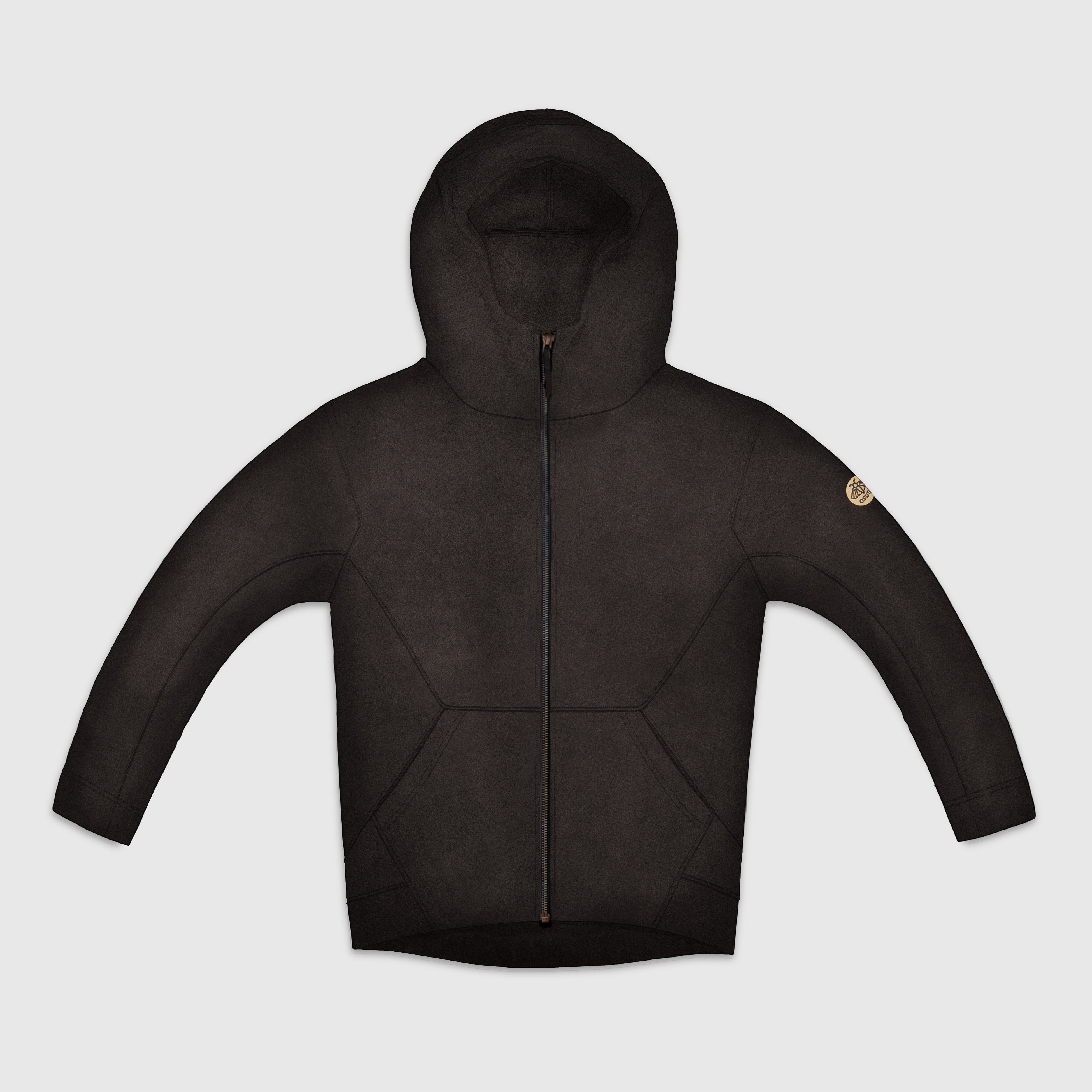 Amara – Fleece Full-Zip Hoodie in Black Wash