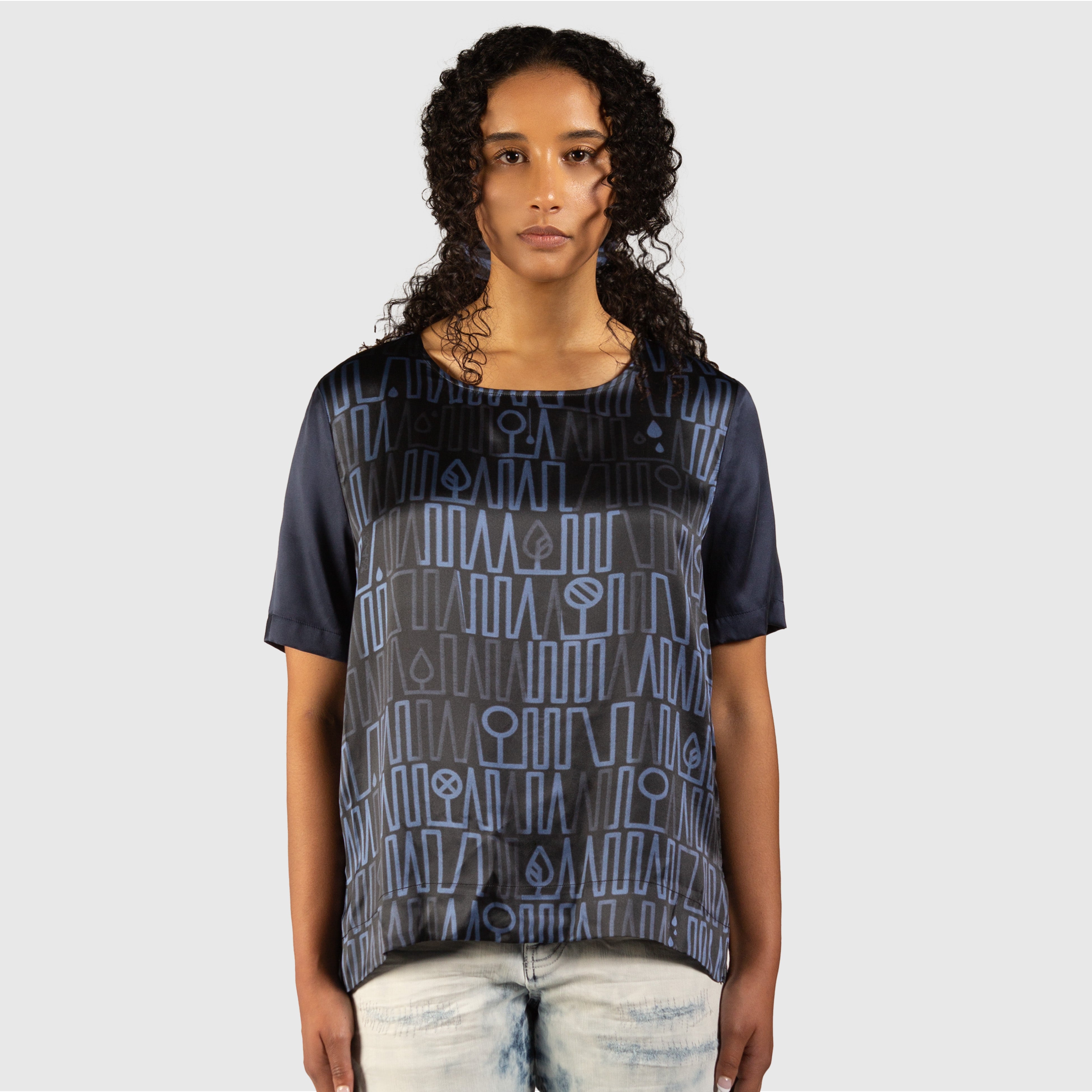 Elodie – Cityscape Graphic Washed Silk Tunic