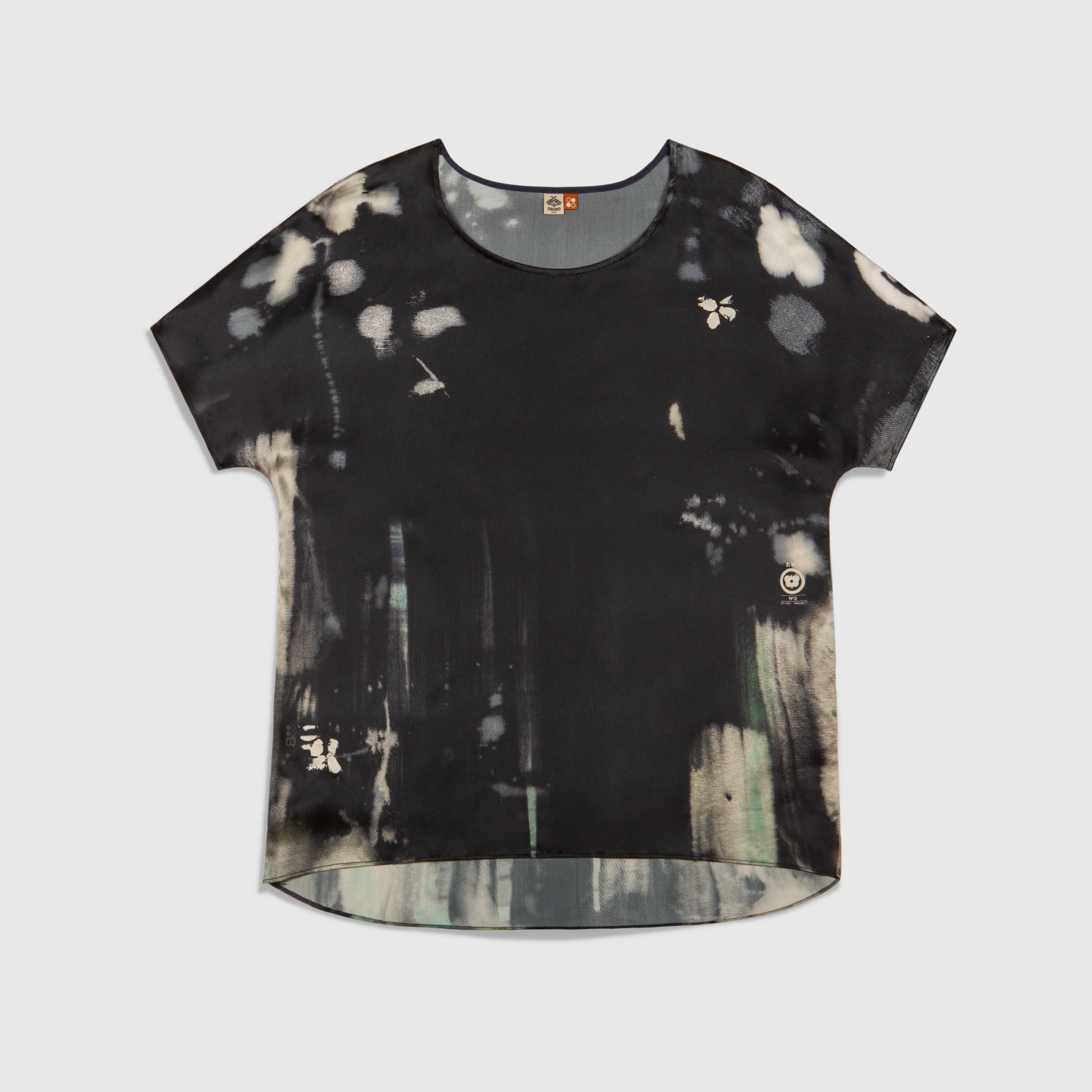 Evie – Distressed Graphic Sandwashed Silk T-shirt