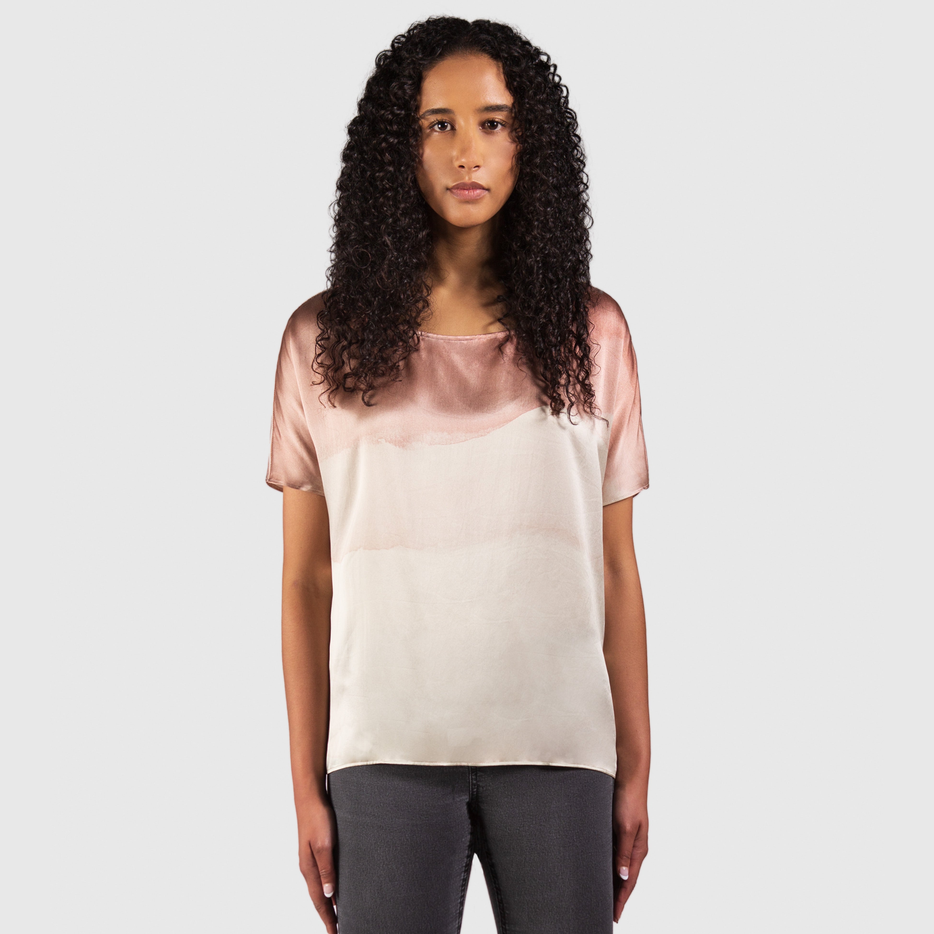 Gracie – Watercolor Print Sandwashed Silk T-Shirt