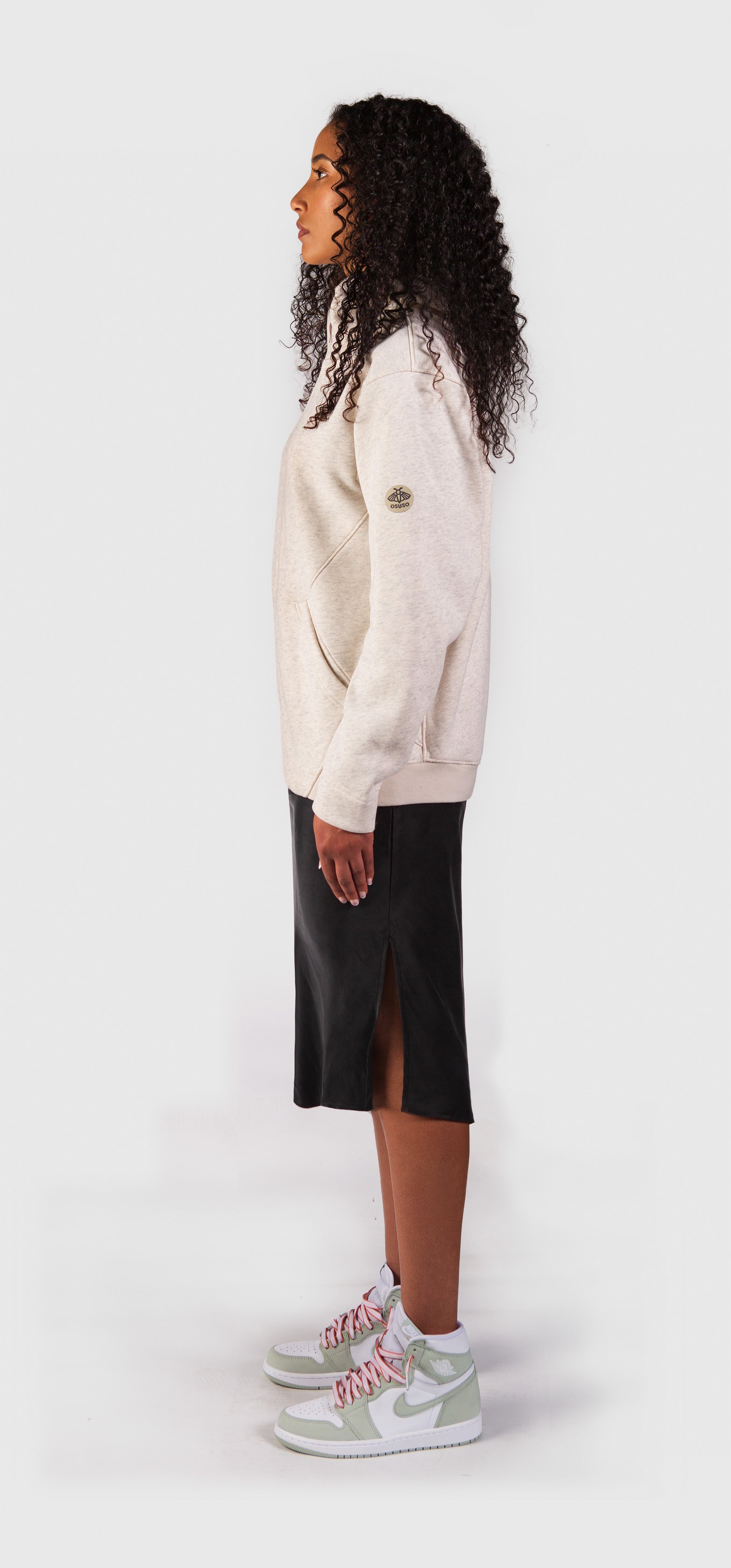Amara – Fleece Full-Zip Hoodie in Offwhite Heather